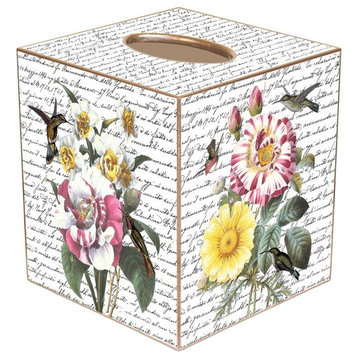 TB355-Floral Bouquets with Hummingbirds Tissue Box Cover