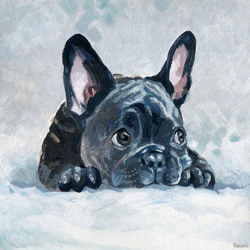 "Afraid Pug" Painting Print on Wrapped Canvas, 48"x48"