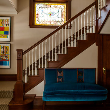 Staircase with refinished woodwork