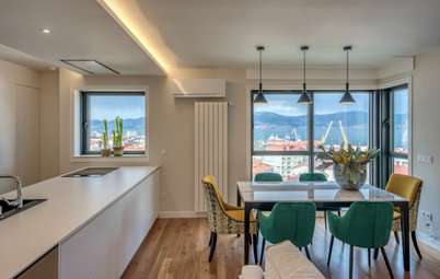 Vistas al puerto de Vigo en un piso de decoración fresca