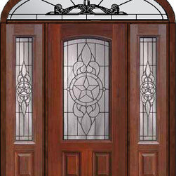 Prehung Sidelites-Transom Door 80 Fiberglass Brazos Arch Lite Glass - Front Doors