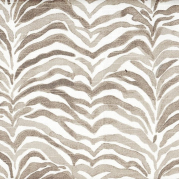 Pinch Pleated Curtain Panels Pair Serengeti Bisque Animal Print Gray Cotton, 84"