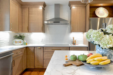 Example of a transitional kitchen design in Boston