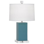 Robert Abbey - Robert Abbey OB990 Harvey-One Light Table Lamp-11.5 In 9.25 In - Shade Included.  Base DimensionHarvey-One Light Tab Steel Blue Glazed/Lu *UL Approved: YES Energy Star Qualified: n/a ADA Certified: n/a  *Number of Lights: 1-*Wattage:60w G16.5 Candelabra bulb(s) *Bulb Included:No *Bulb Type:G16.5 Candelabra *Finish Type:Steel Blue Glazed/Lucite