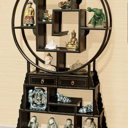 Curio Shelving Unit with Distressed Finish - China Cabinets And Hutches