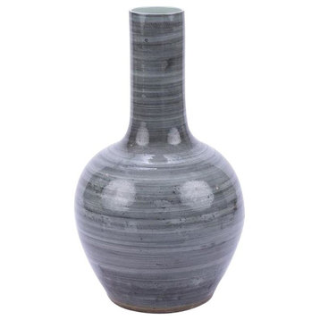 Vase Globular Round Large Iron Gray Varying Porcelain Ceramic