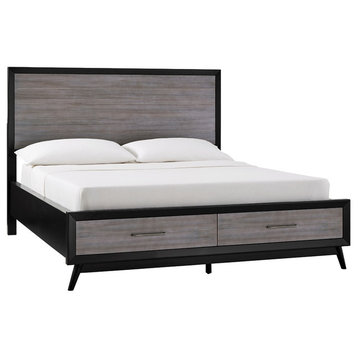 Anika Platform Bed, 2-Tone, Gray, Black, Eastern King