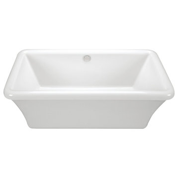 Freestanding Soaking Bath With Virtual Spout, Biscuit 66x35.75x22.625