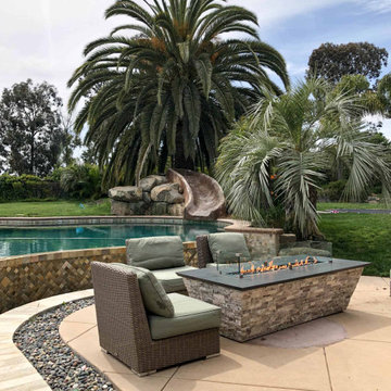 Custom Tapered Fire Table with Natural Stone – Propane