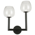 Dainolite - Dainolite Nora 2 Light Right Wall Sconce, Black/Clear - *Part of the Nora Collection