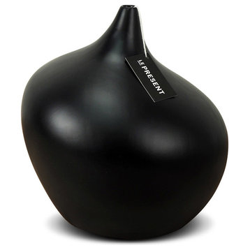 Dame Ceramic Vase in Black Matte 8.6"H