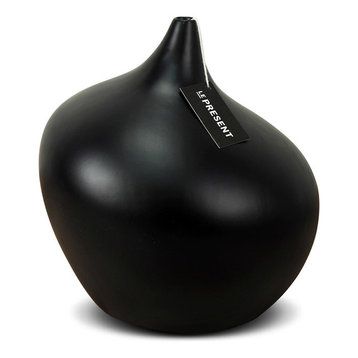 Dame Ceramic Vases, Black, 8.6"