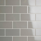 3"x6" Malda Subway Ceramic Wall Tiles, Set of 136, Warm Gray
