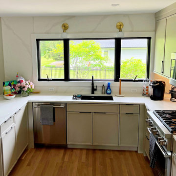 Kitchen with Geometric Pendant Lights