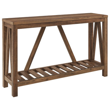 52" A-Frame Rustic Entry Console Table, Rustic Oak