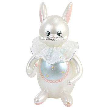 De Carlini Baby Rabbit W/ Cottontail Glass Ornament Easter Spriing Baby A2900