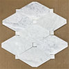 4"x8" Carrara White Marble Rhomboid Long Octagon Tile Honed Carrera, Set of 9