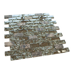 Brown Crackle Glass and Dark Emperador Stone Mosaic Tile - Home Accessories & Decor