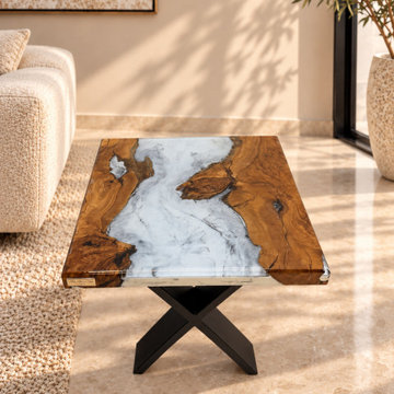 Olive Wood Marble Essence Side Table