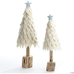 Felt Evergreens - Set of 2 - New - Holiday Accents And Figurines
