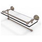 Allied Brass - Waverly Place Paper Towel Holder with 16" Gallery Glass Shelf, Antique Pewter - Maximize space and efficiency with this beautiful glass shelf and paper towel holder combination. Gallery rail will keep your items secure while the integrated paper towel holder provides a creative space for your roll. Made of solid brass and tempered