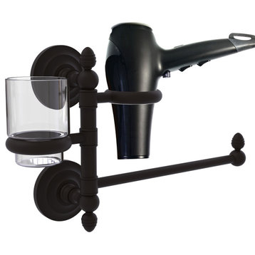 Que New Hair Dryer Holder and Organizer, Oil Rubbed Bronze