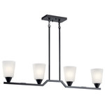 Kichler Lighting - Kichler Lighting 52233BK Skagos - Four Light Linear Chandelier - Sharp obtuse angles give each piece in the SkagosSkagos Four Light Li Black Satin Etched G *UL Approved: YES Energy Star Qualified: YES ADA Certified: n/a  *Number of Lights: Lamp: 4-*Wattage:75w A19 bulb(s) *Bulb Included:No *Bulb Type:A19 *Finish Type:Black