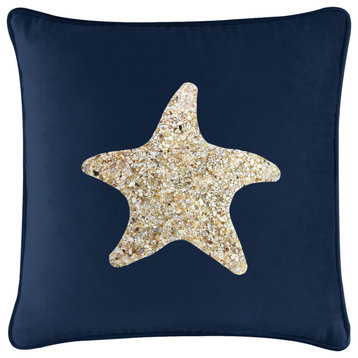 Sparkles Home Shell Starfish Pillow - 20x20" - Navy Velvet