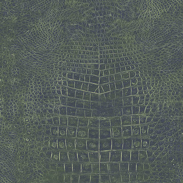 Faux Crocodile Skin Wallpaper, Green, Bolt