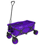 Creative Outdoor Distributor - All Terrain Folding Wagon, Purple w/Black Frame - All Terrain Folding Wagon for use from sand to snow. Our exclusive Oversized Rubber Tires are quiet, smooth and can handle any Terrain. This Wagon folds in seconds to fit in trunk. Stain resistant durable Cool Purple w/ Black Frame 600 Deneir fabric