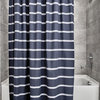 iDesign Thin Stripe Fabric Shower Curtain, 72"x72", Navy and White