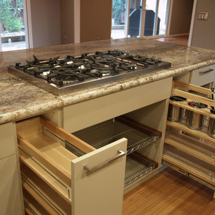 Small modern kitchen pantry remodeling - Example of a small minimalist kitchen pantry design in Sacramento