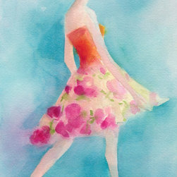 Woman In A Pink Flowered Skirt Fashion Illustration - Fine Art Prints