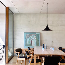 Dining table, pendant lights