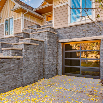 His-and-hers garages, low-lit
