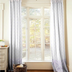 Lilac and Silver Gray Damask Drapes - Curtains