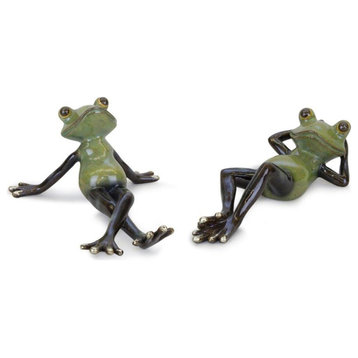 Frog, 2-Piece Set, 7.5"Lx3.5"H, 8"Lx2.5"H Resin