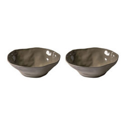 Wavy Ceramic Medium Bowl in Olive Green - Set of 2 - Serving And Salad Bowls