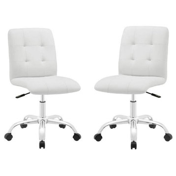 Home Square 2 Piece Swivel Faux Leather Office Chair Set in White