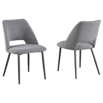 Polar Fleece Fabric Side Chairs in Dark Gray with Gray Painted Legs