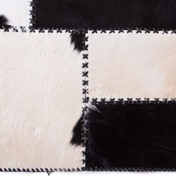 Luxury Cowhide Patchwork Area Rug Rectangle Black White 7&rsquo;11&rdquo;x4&rsquo;7&rdquo; - Area Rugs