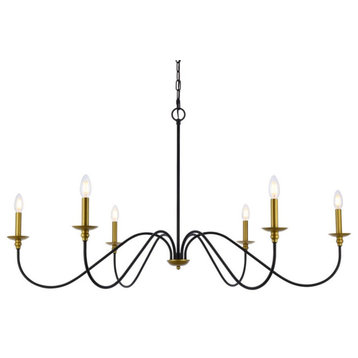 Elegant Lighting LD5056D48 Rohan 6 Light 48"W Taper Candle Style - Brass and