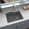 Karran Undermount Quartz 24" Single Bowl Kitchen Sink Kit, Grey