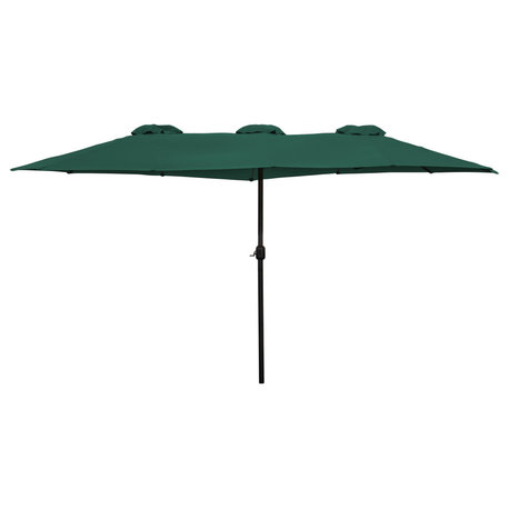 15' Outdoor Patio Market Umbrella with Hand Crank  Green