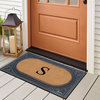 Rubber And Coir, Black/Beige  24"x39" Heavy Duty Outdoor Monogrammed Doormat, S