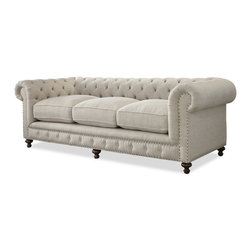 Berkeley 98" Tufted Linen Upholstered Chesterfield Sofa - Sofas