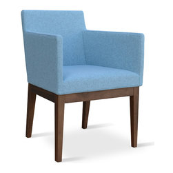 HARPUT WOOD WALNUT- SKY BLUE CAMIRA WOOL - Dining Chairs