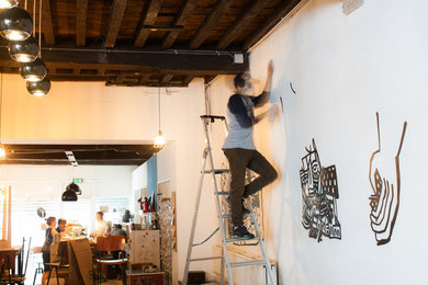 Inspiration for a rustic home office remodel in Other