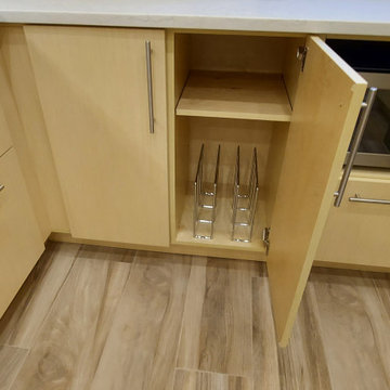 New custom kitchen cabinets with sunny Maple wood veneer  doors.