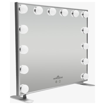 Hollywood Touch Duo-Tone Wide LED Makeup Mirror, Silver